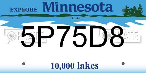 5P75D8 Minnesota License Plate