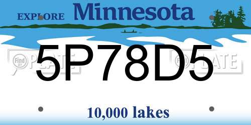 5P78D5 Minnesota License Plate