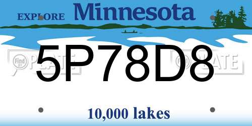 5P78D8 Minnesota License Plate