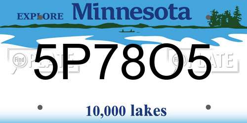 5P78O5 Minnesota License Plate