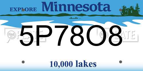 5P78O8 Minnesota License Plate