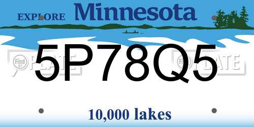 5P78Q5 Minnesota License Plate