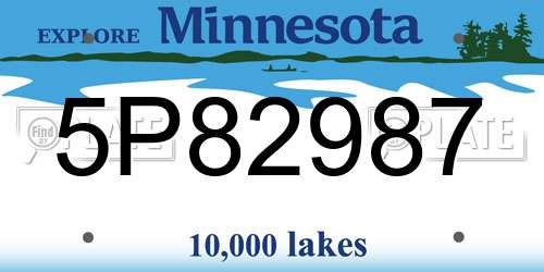 5P82987 Minnesota License Plate