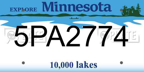 5PA2774 Minnesota License Plate