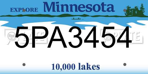 5PA3454 Minnesota License Plate