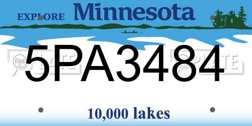 5PA3484 Minnesota License Plate