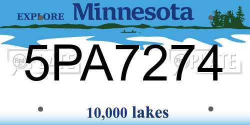 5PA7274 Minnesota License Plate