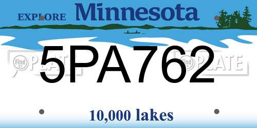 5PA762 Minnesota License Plate