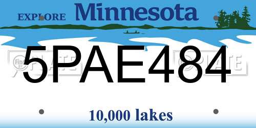 5PAE484 Minnesota License Plate