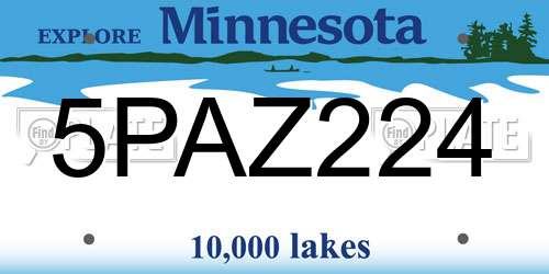 5PAZ224 Minnesota License Plate