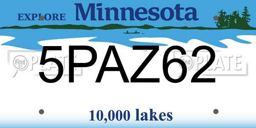 5PAZ62 Minnesota License Plate