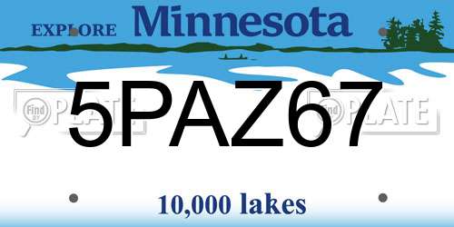 5PAZ67 Minnesota License Plate