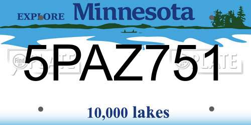5PAZ751 Minnesota License Plate