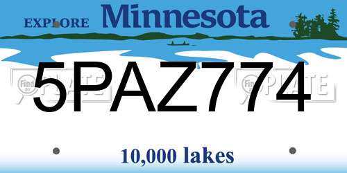 5PAZ774 Minnesota License Plate