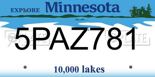 5PAZ781 Minnesota License Plate