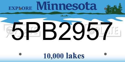 5PB2957 Minnesota License Plate