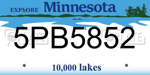 5PB5852 Minnesota License Plate