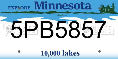 5PB5857 Minnesota License Plate