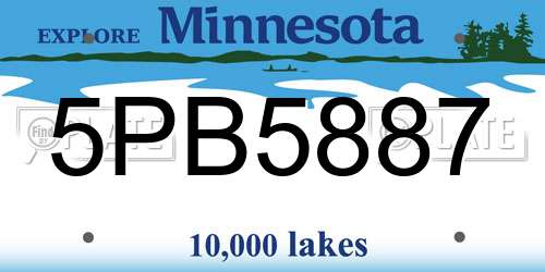5PB5887 Minnesota License Plate