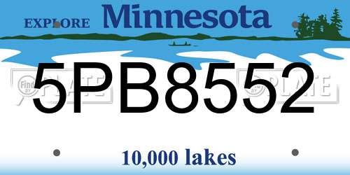 5PB8552 Minnesota License Plate