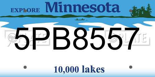 5PB8557 Minnesota License Plate