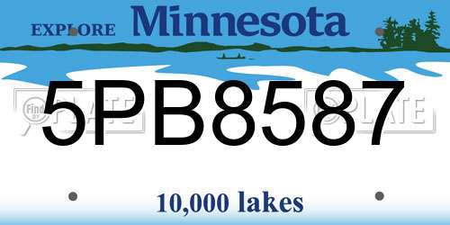 5PB8587 Minnesota License Plate