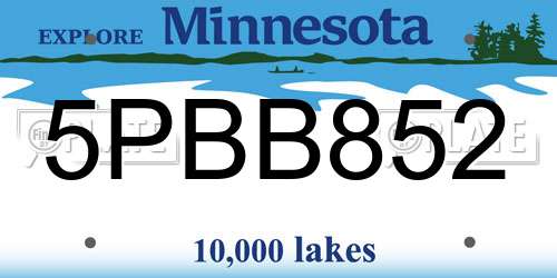 5PBB852 Minnesota License Plate