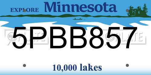 5PBB857 Minnesota License Plate