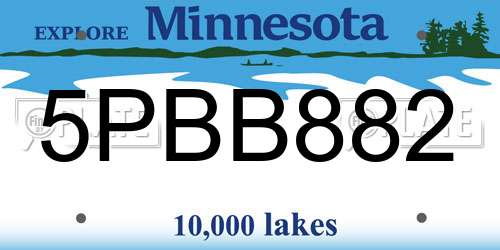 5PBB882 Minnesota License Plate