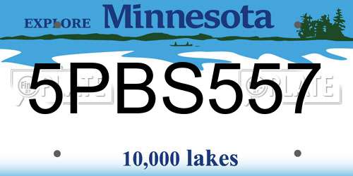 5PBS557 Minnesota License Plate