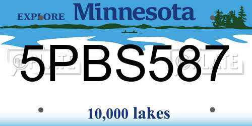 5PBS587 Minnesota License Plate