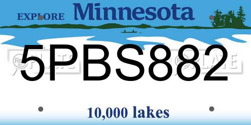 5PBS882 Minnesota License Plate