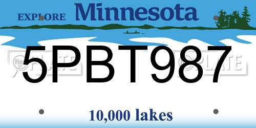5PBT987 Minnesota License Plate