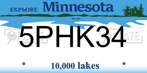 5PHK34 Minnesota License Plate