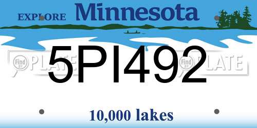 5PI492 Minnesota License Plate