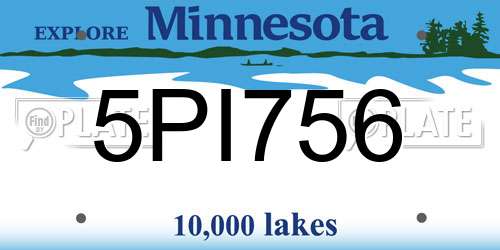 5PI756 Minnesota License Plate