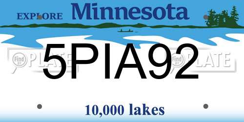 5PIA92 Minnesota License Plate