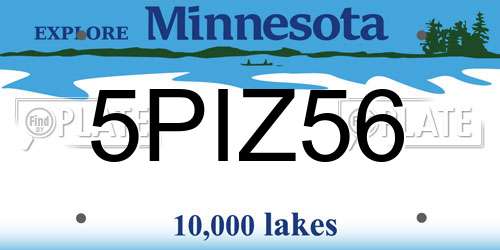 5PIZ56 Minnesota License Plate