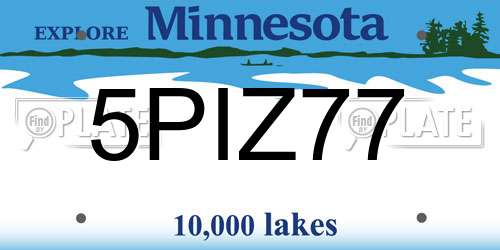 5PIZ77 Minnesota License Plate