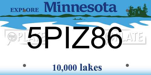 5PIZ86 Minnesota License Plate