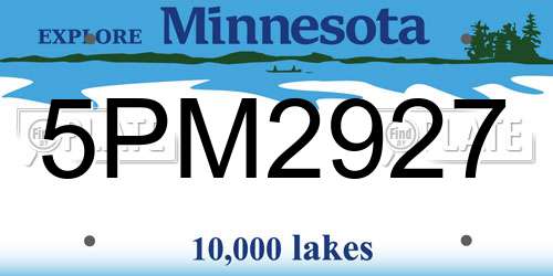 5PM2927 Minnesota License Plate