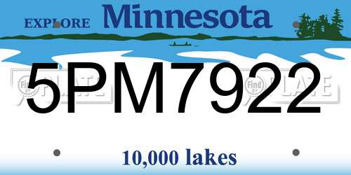 5PM7922 Minnesota License Plate