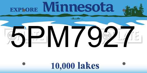 5PM7927 Minnesota License Plate