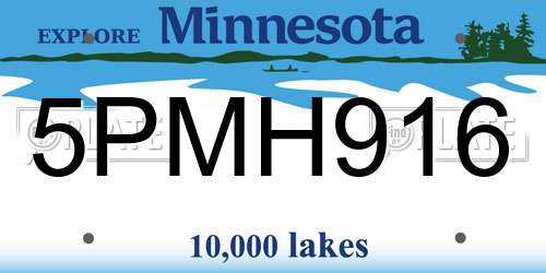 5PMH916 Minnesota License Plate