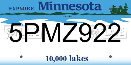 5PMZ922 Minnesota License Plate