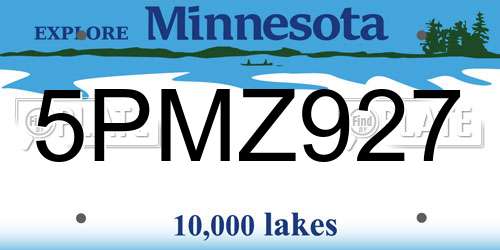 5PMZ927 Minnesota License Plate
