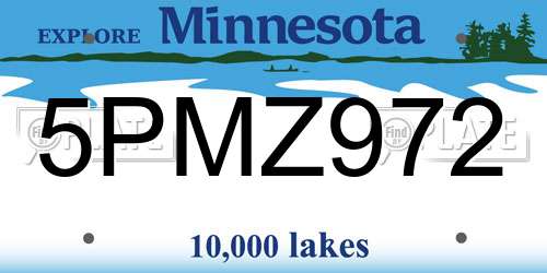 5PMZ972 Minnesota License Plate