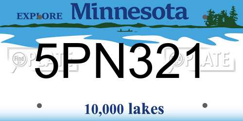 5PN321 Minnesota License Plate