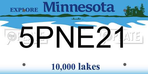 5PNE21 Minnesota License Plate