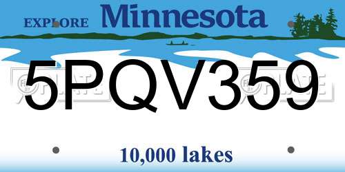 5PQV359 Minnesota License Plate